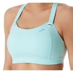 Brooks Juno Racerback High Impact Sports Bra Light Blue Adjustable Women's 38D